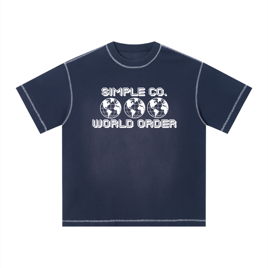 Simple Co. "World Order" 10 Year Anniversary Unisex Sunfade Waffle Boxy T-Shirt