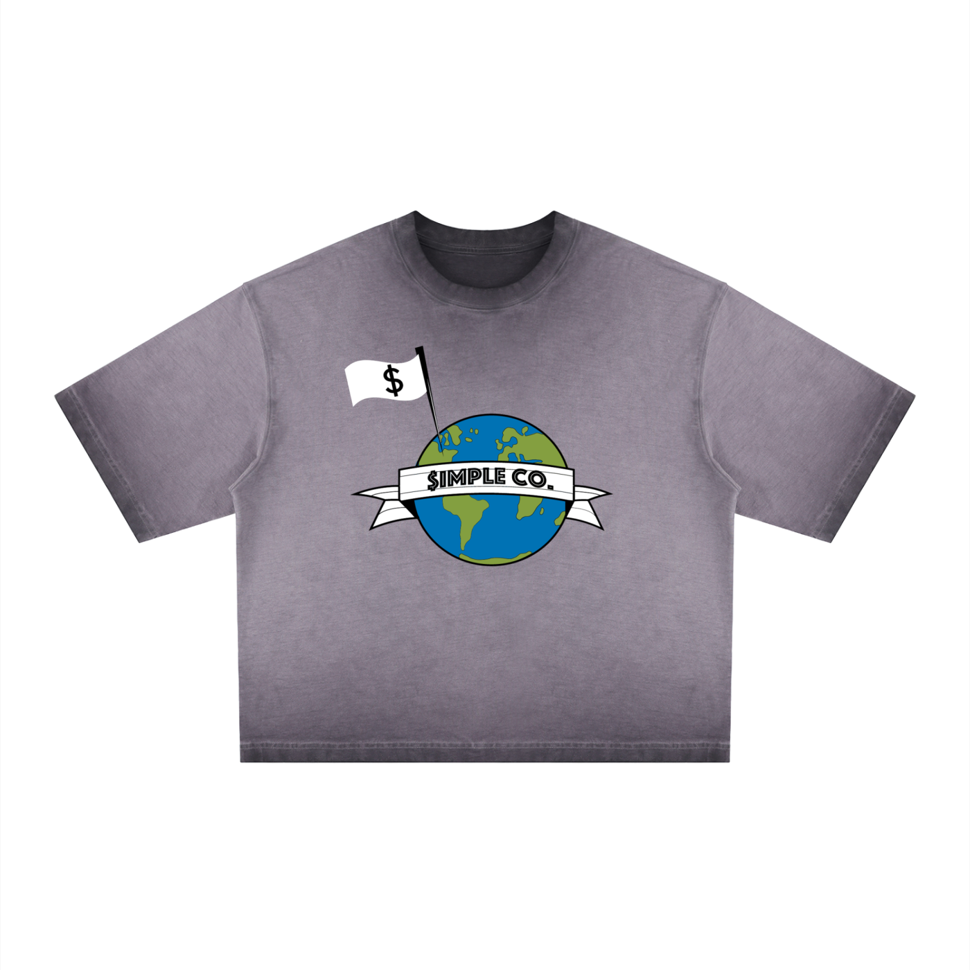 Simple "World" 10 year Anniversary Unisex Reverse Dyed Boxy T-Shirt