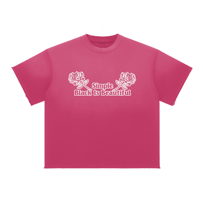 Simple "Black is beautiful" 10 Year Anniversary Sun Fade Raw Edge T-Shirt