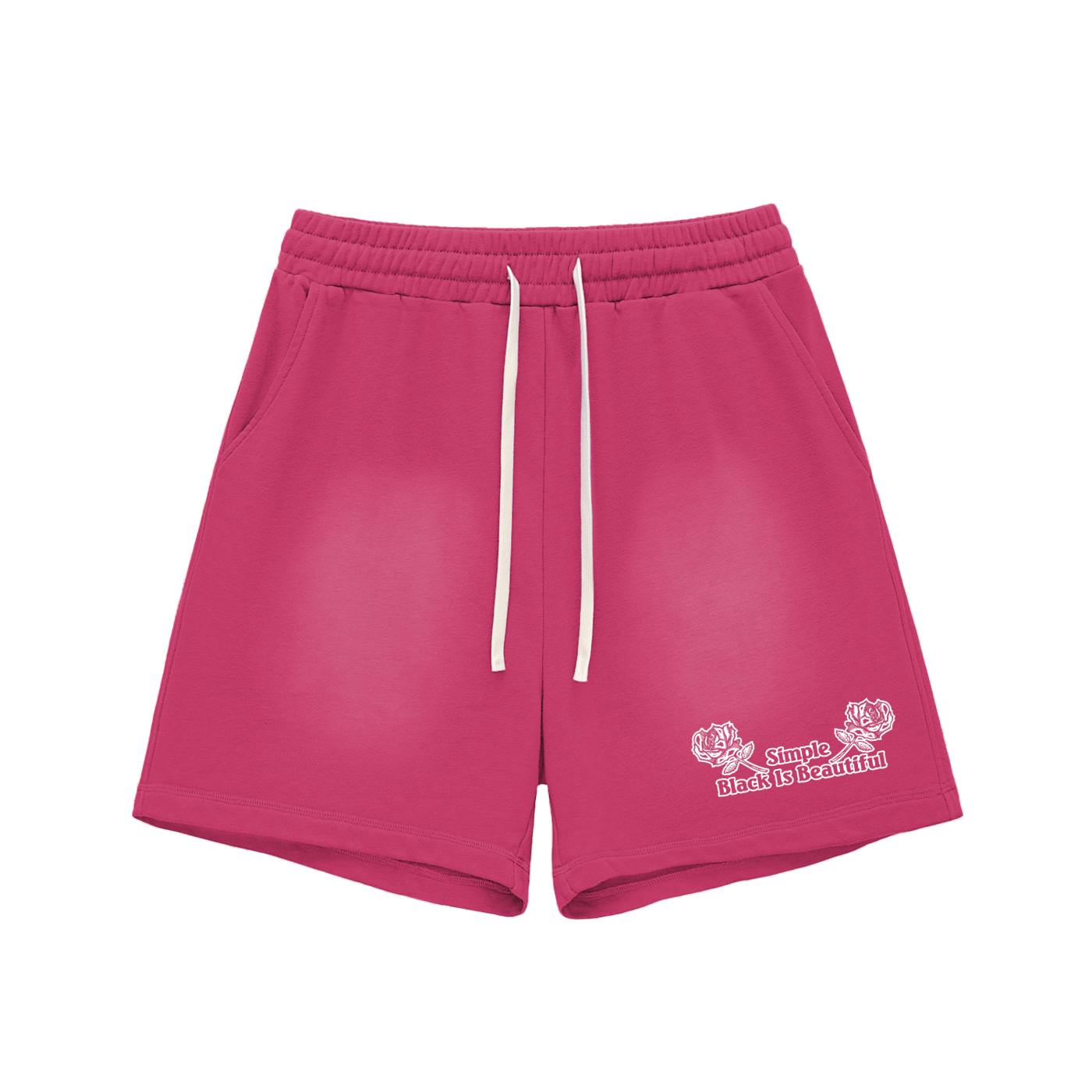 Simple "Black is beautiful" 10 Year Anniversary Sun Fade Raw Edge Cotton Shorts