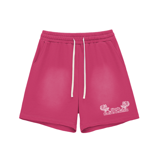 Simple "Black is beautiful" 10 Year Anniversary Sun Fade Raw Edge Cotton Shorts