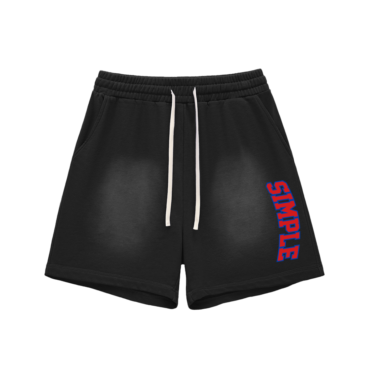 Simple Co. "College" 10 Year Anniversary Sun Fade Raw Edge Cotton Shorts