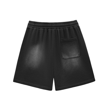 Simple Co. "College" 10 Year Anniversary Sun Fade Raw Edge Cotton Shorts